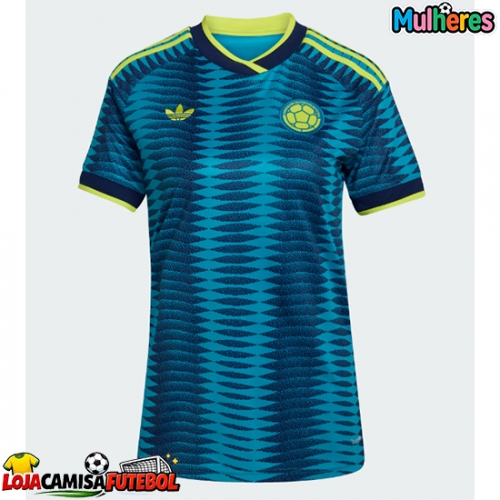 Camisa de Futebol Colômbia Equipamento Secundário Mulheres Mundo 2026 Manga Curta